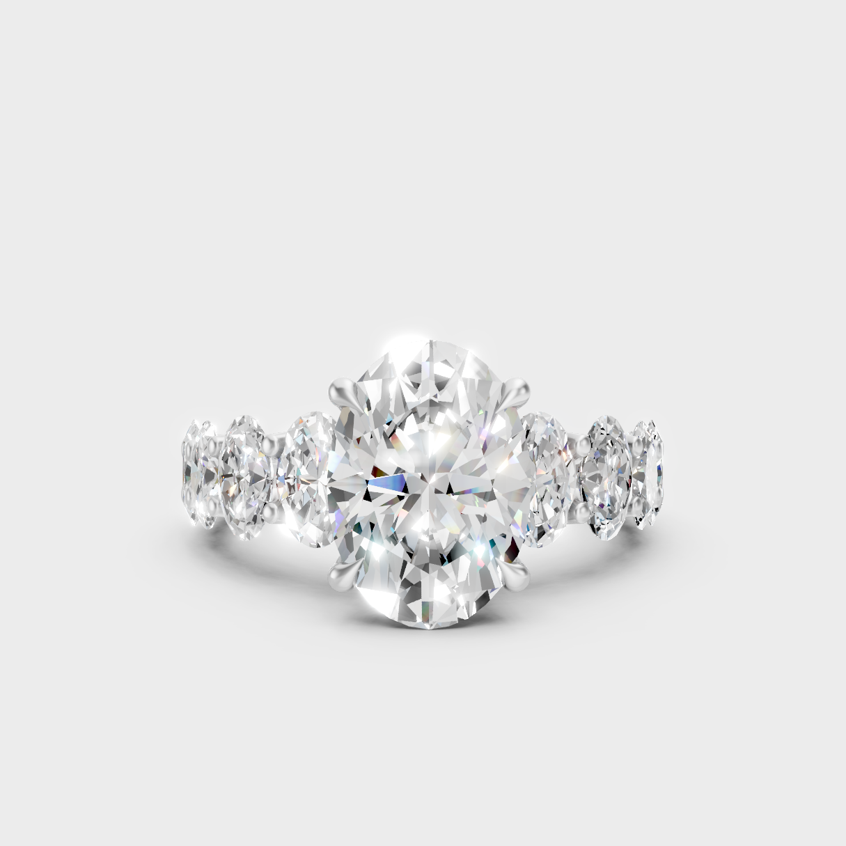Certified 7.13 Carat Oval-Cut Lab-Grown Diamond Hidden Halo In 14K White Gold